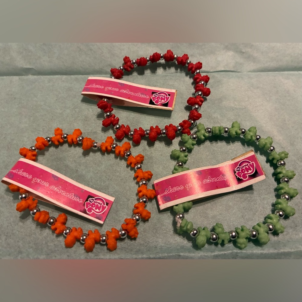 My Little Pony Red, Orange & Green Beaded Stretch Bracelet Trio